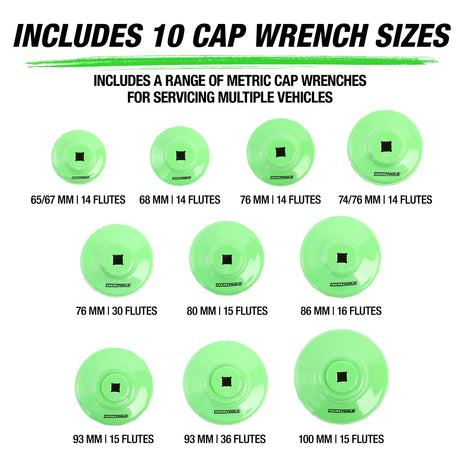 OEMTOOLS 87151 10 Piece Oil Filter Cap Wrench Set Additional Image 1