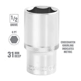 OEMTOOLS 22459 1/2 Inch Drive 6 Pt. Deep Wall Socket (31 mm) Additional Image 1