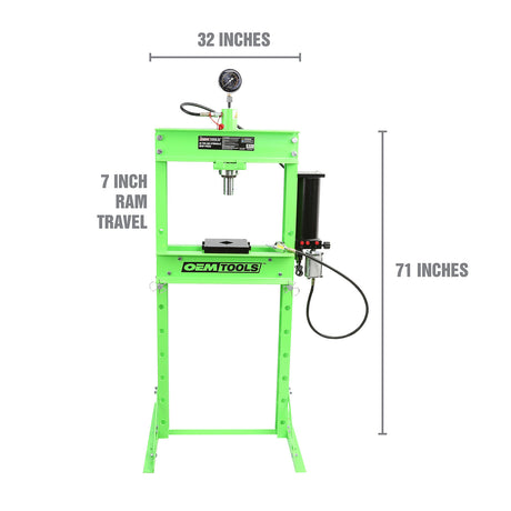 OEMTOOLS 25087 Air Hydraulic 20 Ton Shop Press with Double Speed Pump Additional Image 1