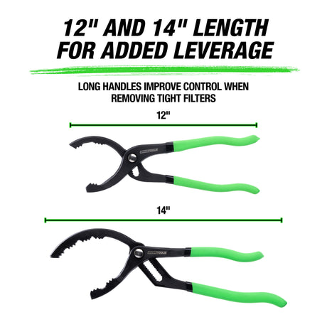 OEMTOOLS 87190 12in. & 14in. Quick-Adjust Oil Filter Pliers Additional Image 5