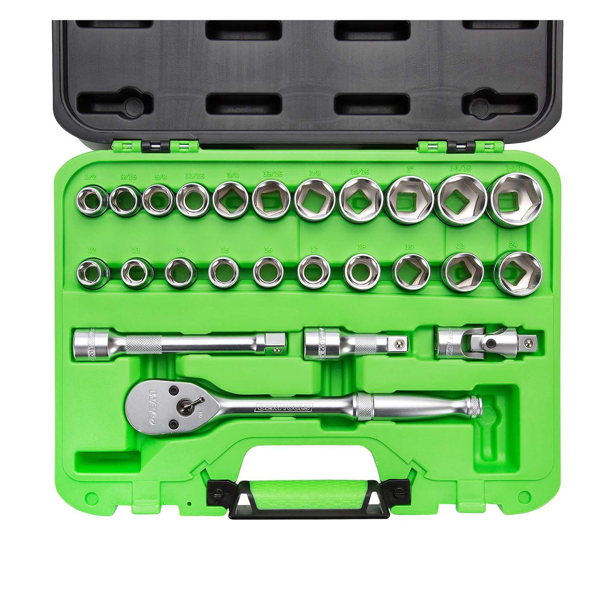 OEMTOOLS 23995 26 Piece 1/2in. Drive Ratchet and Socket Set Additional Image 1