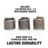 OEMTOOLS 25633 Thread Repair Insert - Metric M10 - 1.5 (10 Piece) Additional Image 1