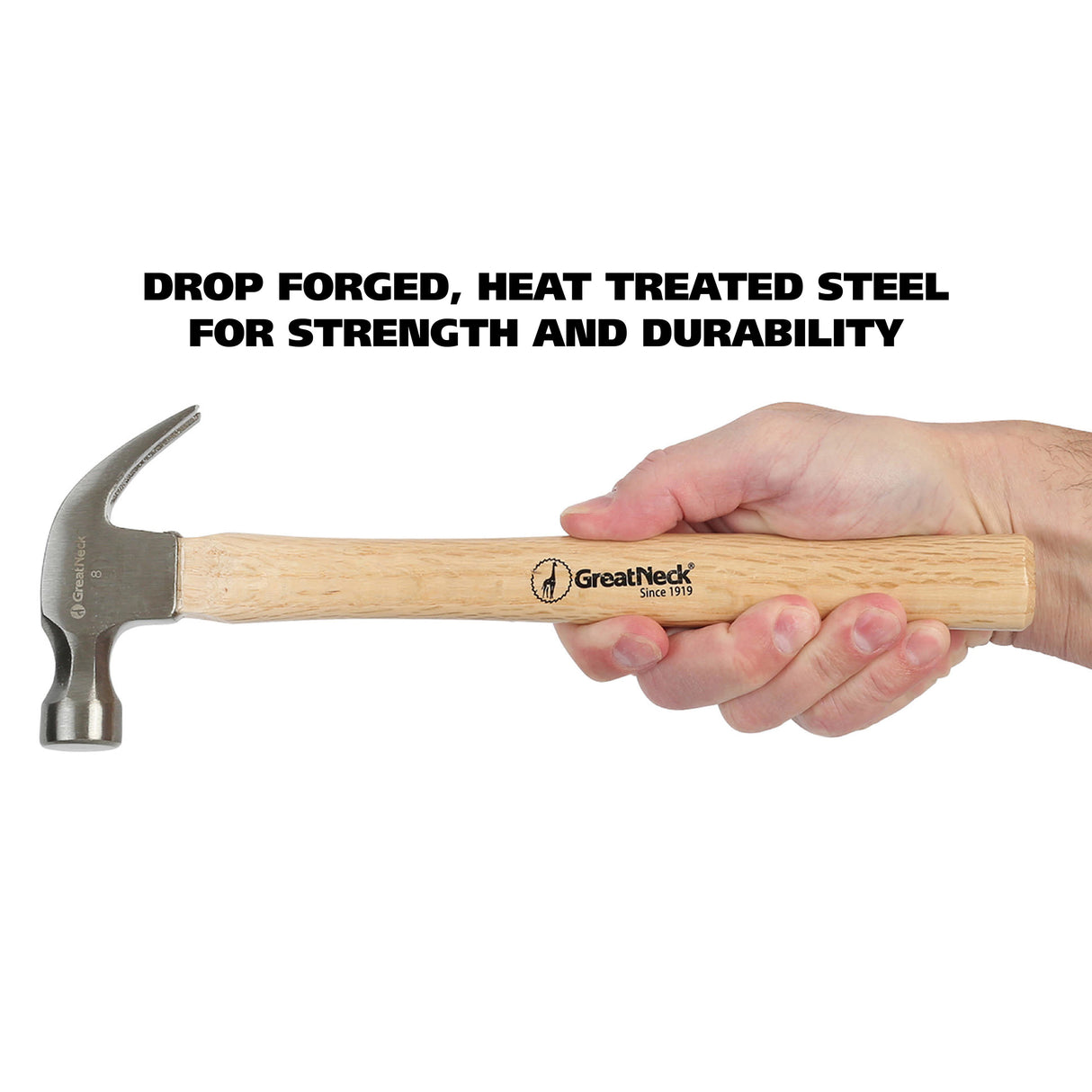 GreatNeck M8C Curved Claw Hammer (8 Oz.) with Hardwood Handle Additional Image 5