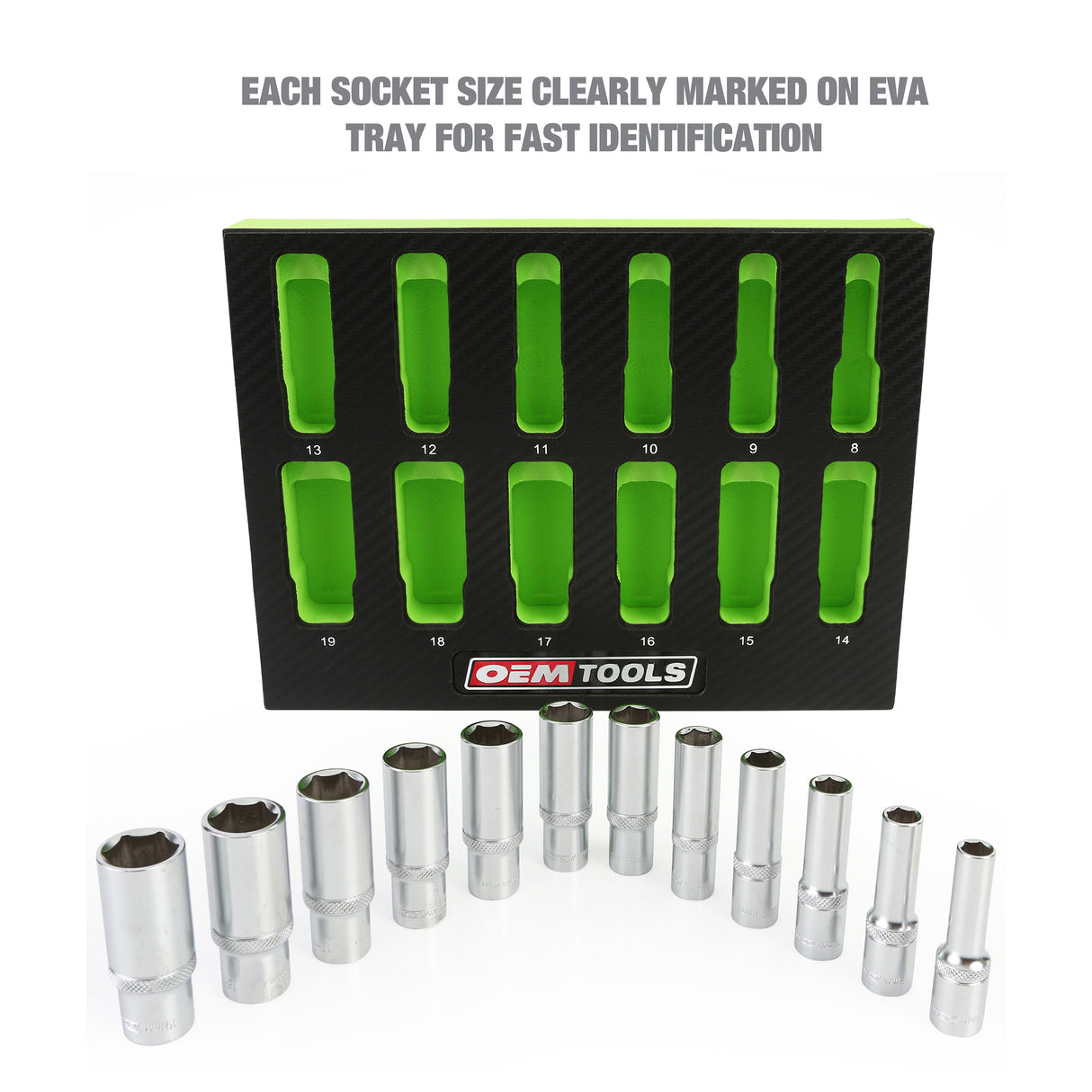 OEMTOOLS 23981 12 Piece 3/8in. Deep Socket Set (Metric) Additional Image 1