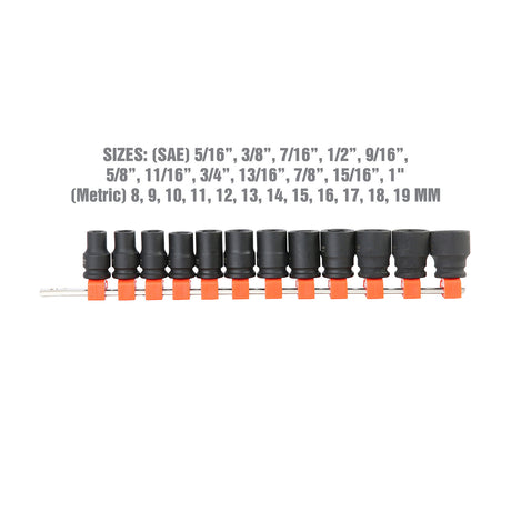 OEMTOOLS 25587 12 Piece 3/8in. Drive Impact Socket Set (Metric) Additional Image 2