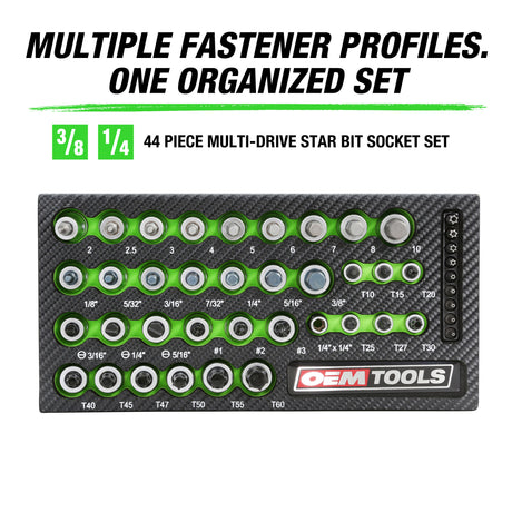 OEMTOOLS 23992 44 Piece Multi-Drive Star and Bit Socket Set Additional Image 1