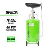 OEMTOOLS 87042 18 Gallon Metal Oil Drain - Green Additional Image 1