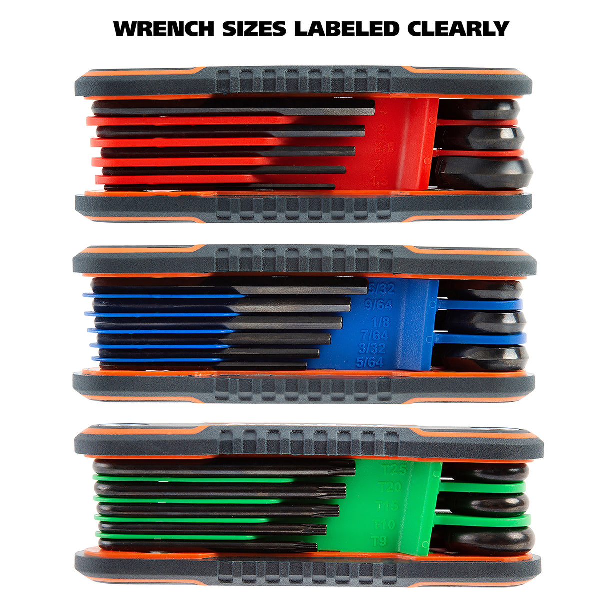 GreatNeck 74206 3-Piece Folding Hex Key Set- Metric, SAE, Torx Additional Image 5