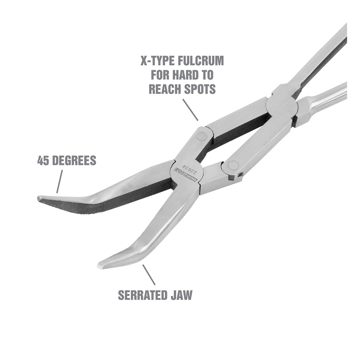 OEMTOOLS 22634 13 Inch X-Type Long Nose Pliers - 45° Additional Image 2