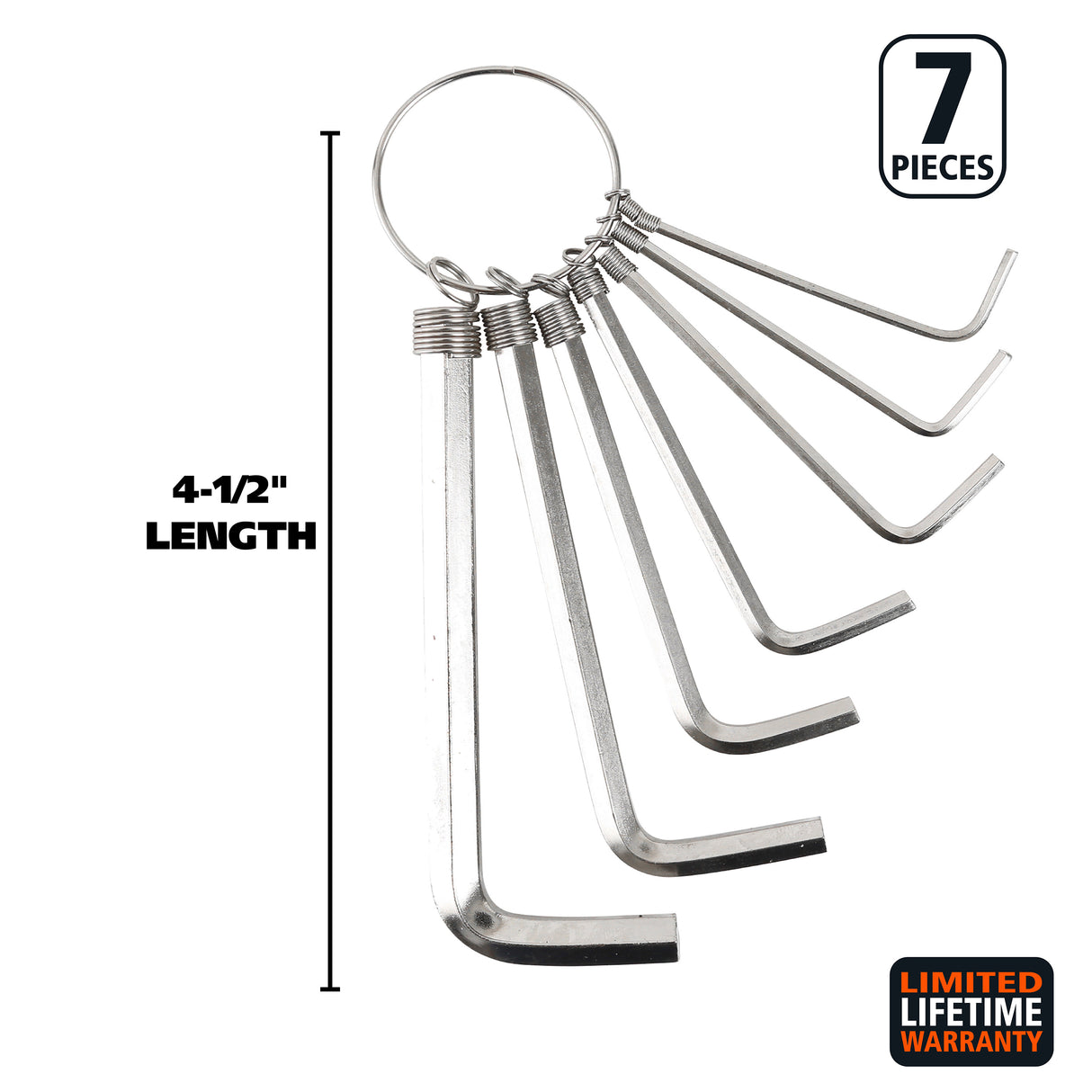 GreatNeck HKM7C Hex Key Wrench Set (7 Piece Metric) on Key Ring Additional Image 1