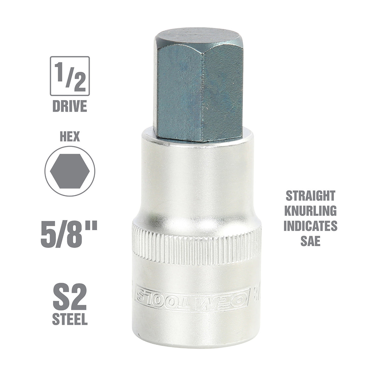 OEMTOOLS 22873 1/2 Inch Drive Hex Bit Socket (5/8 Inch) Additional Image 1