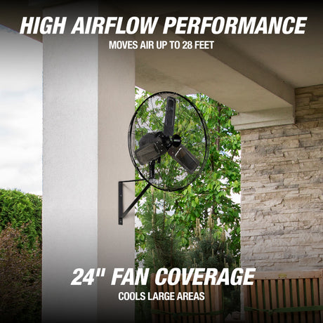 OEMTOOLS 34884 24in. Outdoor Oscillating Wall Mount Fan Additional Image 1