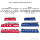 OEMTOOLS 22489 6 Pack Set Metric and SAE Magnetic Socket Tray Set - Red and Blue Additional Image 5