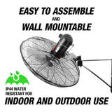 OEMTOOLS OEM24893 24 Inch Outdoor Oscillating Wall Mount Fan Additional Image 2