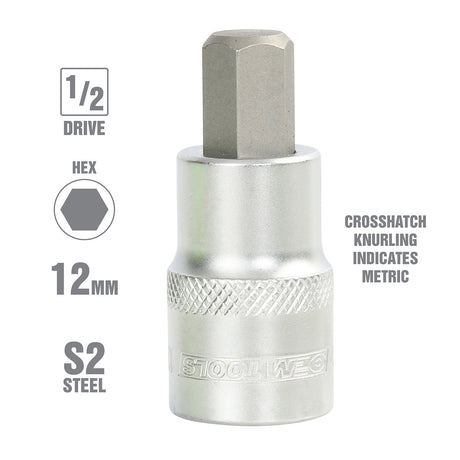 OEMTOOLS 22840 1/2 Inch Drive Hex Bit Socket (12 mm) Additional Image 1