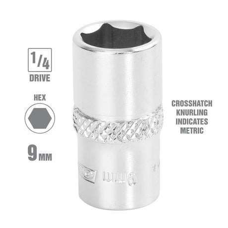 OEMTOOLS 22246 1/4 Inch Drive 6 Pt. Socket (9 mm) Additional Image 1
