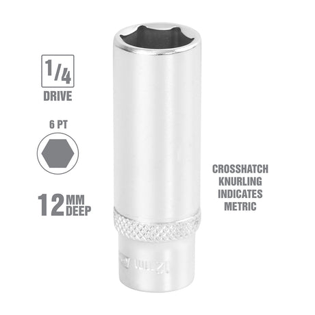 OEMTOOLS 22276 12 mm 1/4 Inch Drive Deep Socket Additional Image 1