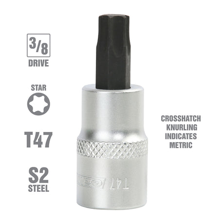 OEMTOOLS 22769 3/8 Inch Drive Star Socket Bit (T47) Additional Image 1