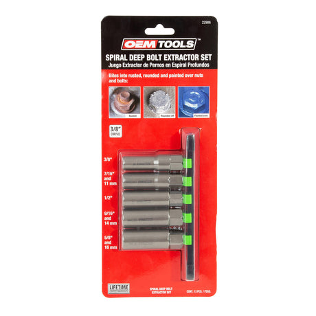 OEMTOOLS 22993 5 Piece Spiral Type Deep Extractor Set on Aluminum Rail Additional Image 6