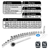 GreatNeck 74213 Ratchet and Socket Set - 1/4in. and 3/8in. Drive (40 Pieces) Additional Image 3
