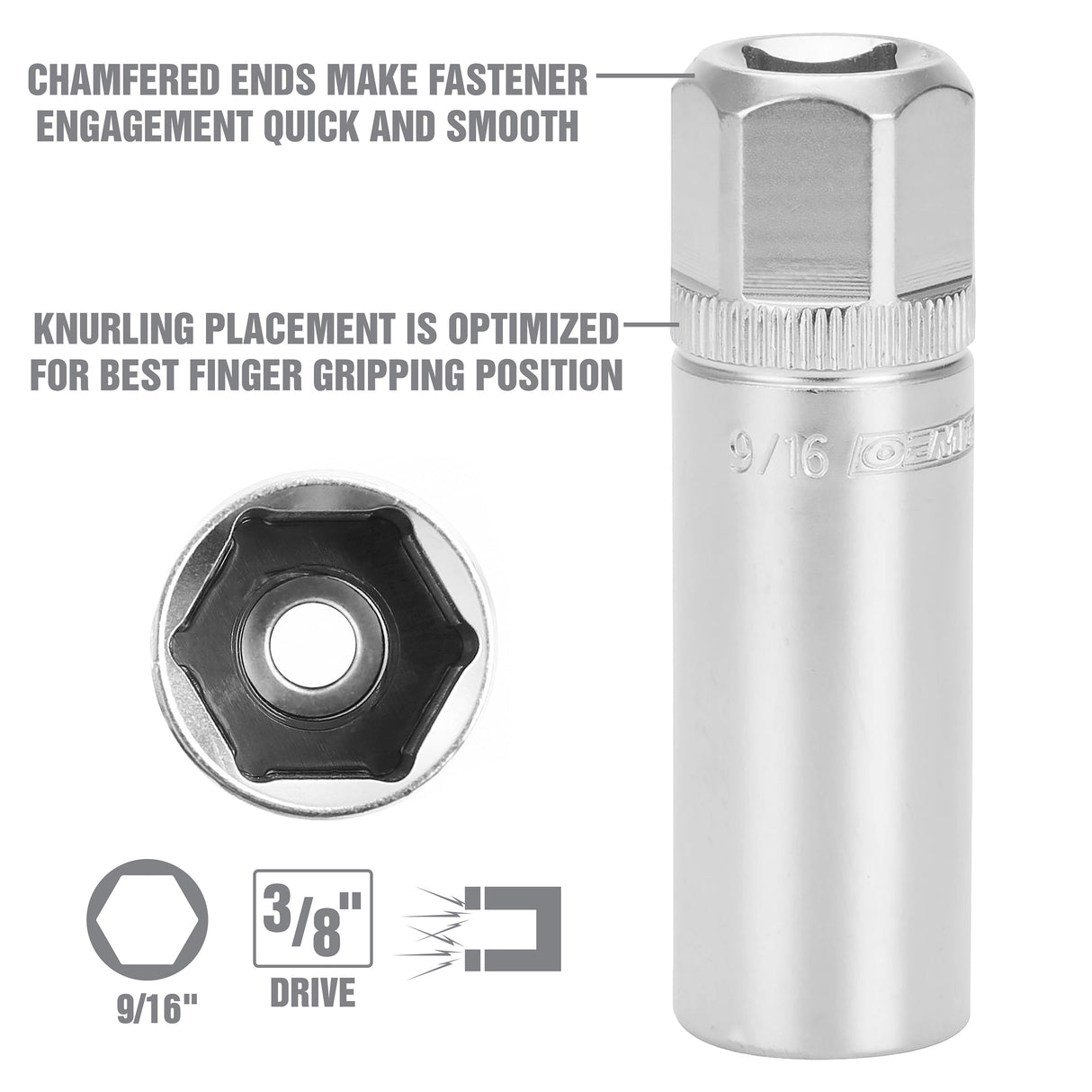 OEMTOOLS 22880 9/16 Inch 3/8in. Drive Magnetic Spark Plug Socket Additional Image 3