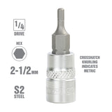 OEMTOOLS 22821 1/4 Inch Drive Hex Bit Socket (2.5 mm) Additional Image 1