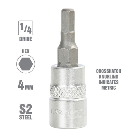 OEMTOOLS 22823 1/4 Inch Drive Hex Bit Socket (4 mm) Additional Image 1