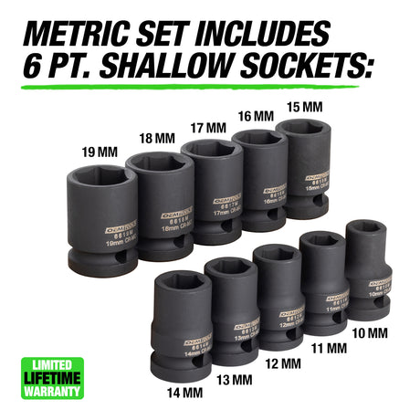 OEMTOOLS 25591 10 Piece 1/2in. Drive Impact Socket Set - Metric Additional Image 1