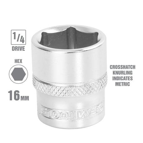 OEMTOOLS 22253 1/4 Inch Drive 6 Pt. Socket (16 mm) Additional Image 1