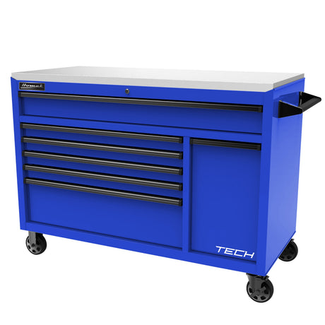 Homak 54in. TECH 7-Drawer Rolling Workstation - Blue Main Image