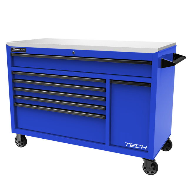 Homak 54in. TECH 7-Drawer Rolling Workstation - Blue Main Image