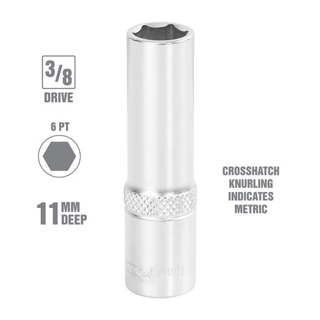 OEMTOOLS 22325 11 mm 3/8 Inch Drive Deep Socket Additional Image 1