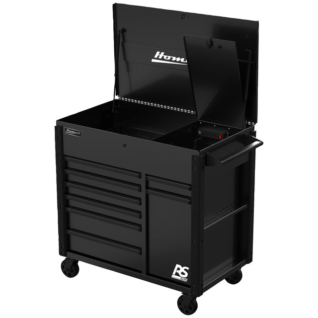 Homak 44in. RS Pro Flip Top 8-Drawer Power Service Cart -Black Main Image