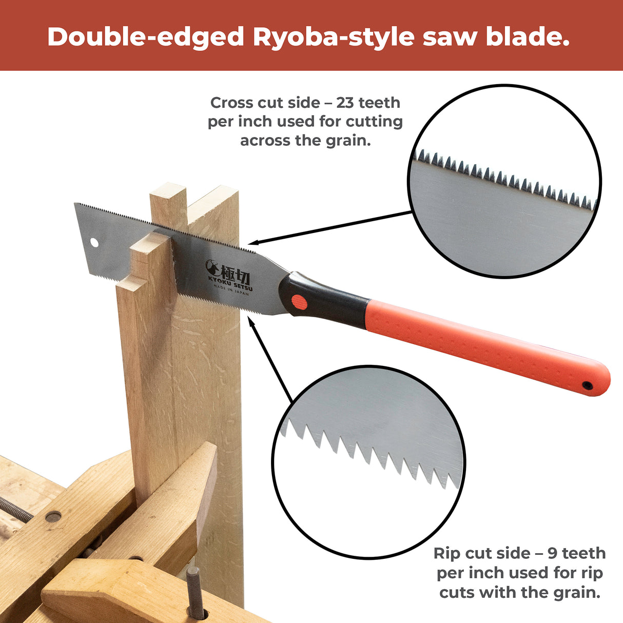 Kyoku Setsu 75003 Japanese Ryoba Double-Edged Pull Cut Saw Additional Image 2