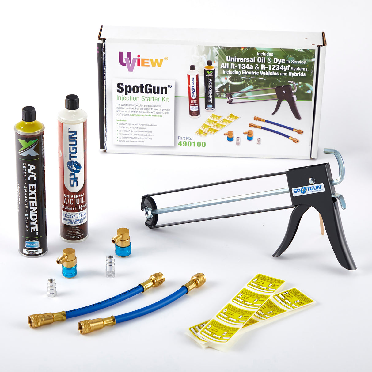 Uview 490100 Spotgun Univ. Oil/Dye kit for R134a/R1234YF - 8 Oz. w/o UV Lite Main Image