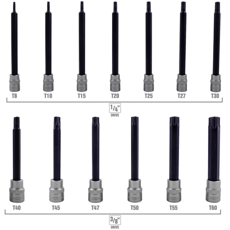 OEMTOOLS 23905 13 Piece Magnetic Long Star Bit Socket Set Additional Image 3