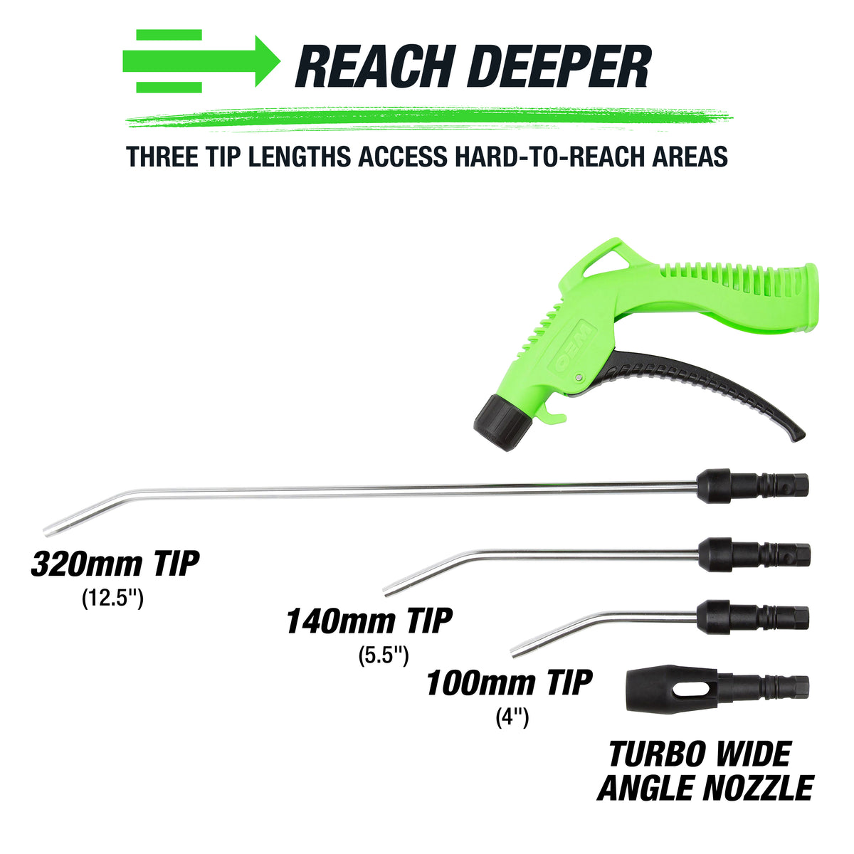 OEMTOOLS 24439 5-Piece Interchangeable Tip Air Blow Gun Additional Image 2