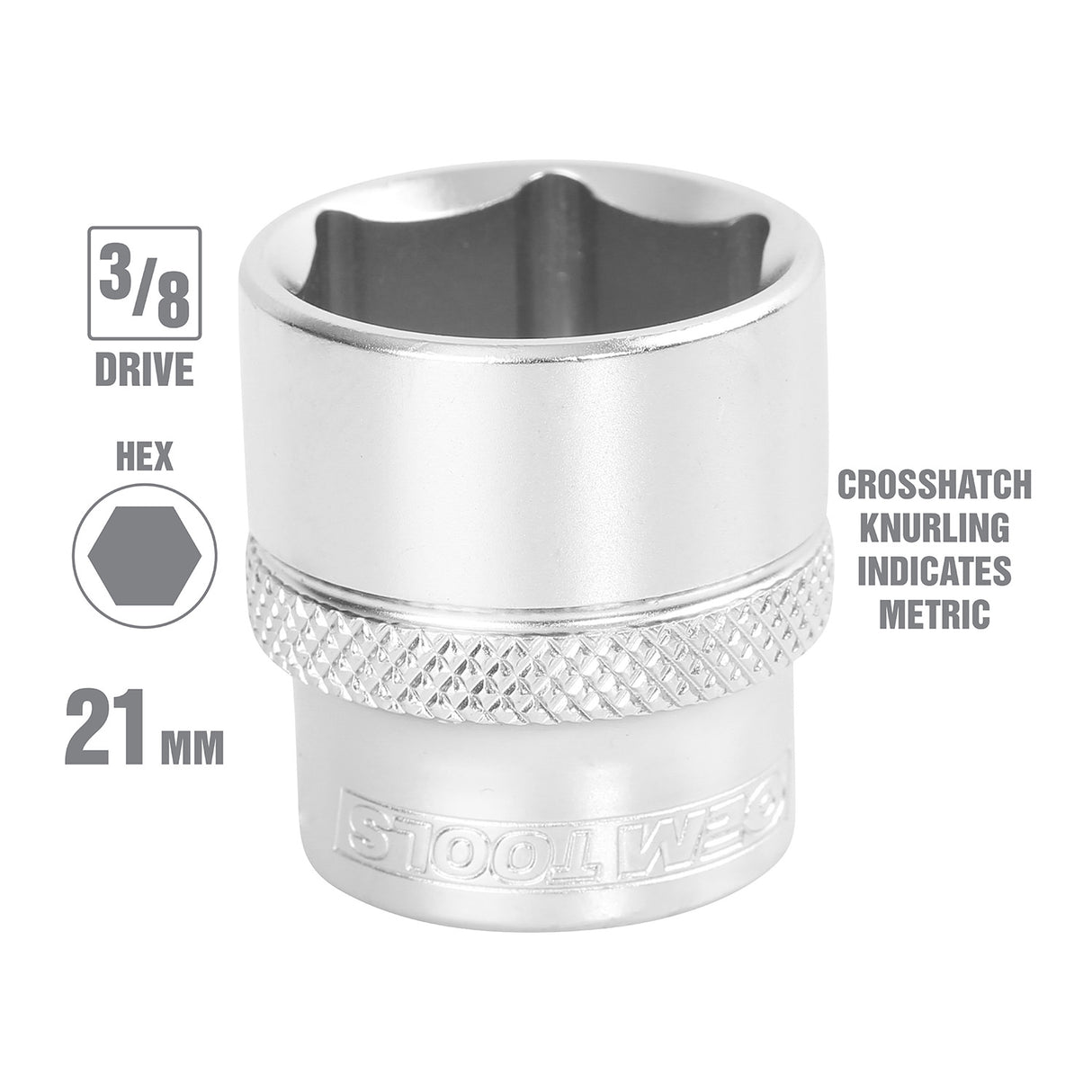 OEMTOOLS 22295 3/8 Inch Drive 6 Pt. Socket (21 mm) Additional Image 1