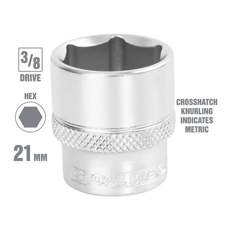 OEMTOOLS 22295 3/8 Inch Drive 6 Pt. Socket (21 mm) Additional Image 1