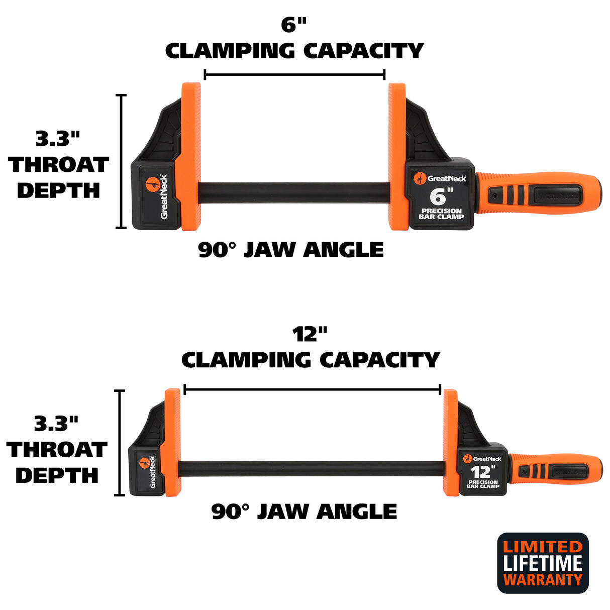 Great Neck 74293 Precision Bar Clamp 6 Inch and 12 Inch- Multi Pack Additional Image 1