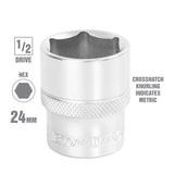 OEMTOOLS 22404 24 mm 1/2 Inch Drive Socket Additional Image 1