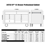 OEMTOOLS 24733 Professional Series 57 Inch 12 Drawer Tool Cabinet - Blue Additional Image 8