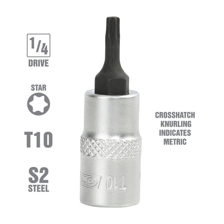 OEMTOOLS 22761 1/4 Inch Drive Star Socket Bit (T10) Additional Image 1