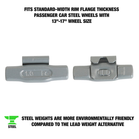 OEMTOOLS 23225 1.00 Oz. P Style Steel Wheel Weight - 1 Box of 25 Additional Image 1
