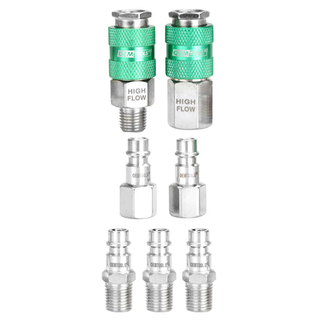 OEMTOOLS 26132 High Flow 7 Piece Coupler & Plug Kit, 1/4in. Body, 1/4in. NPT Main Image