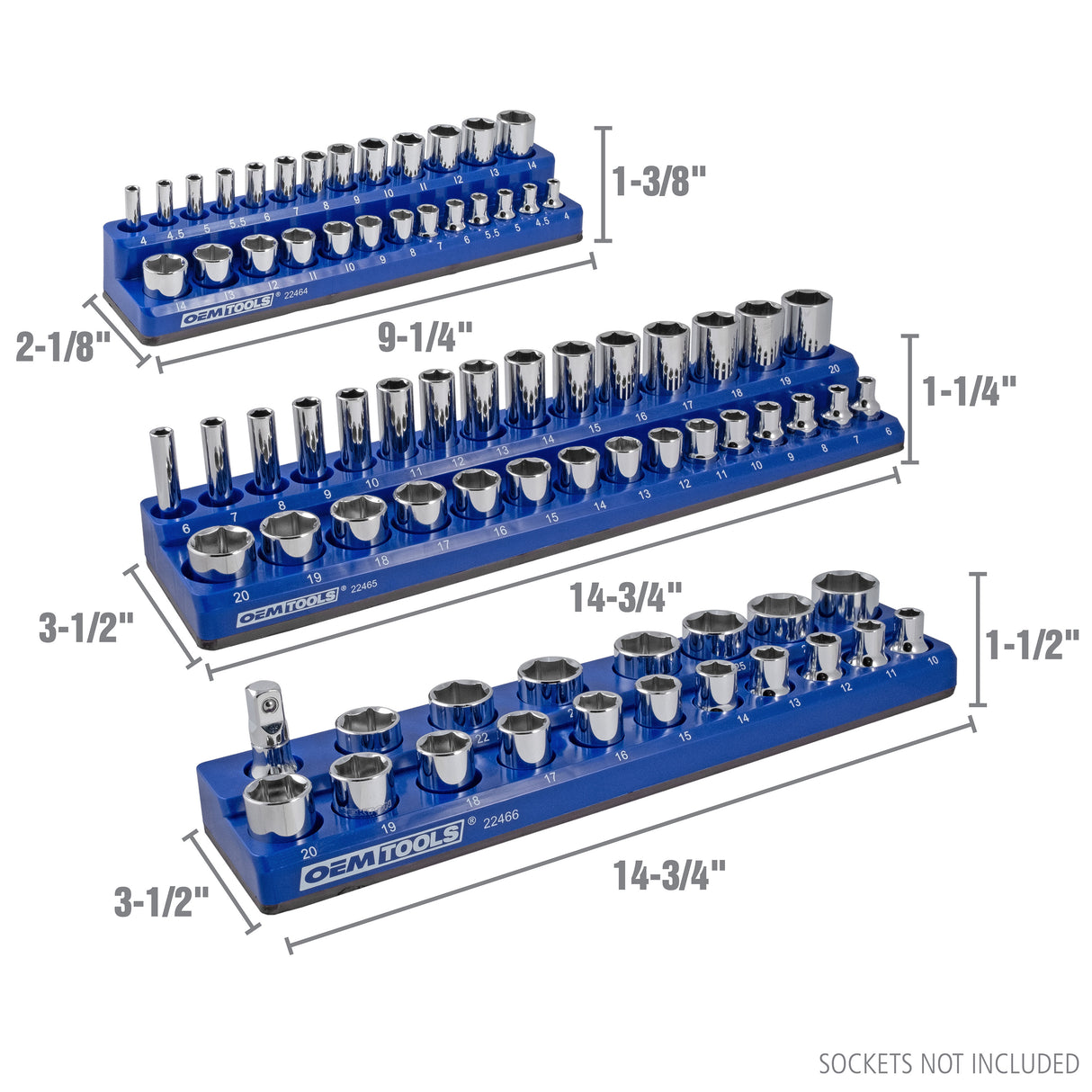 OEMTOOLS 22489 6 Pack Set Metric and SAE Magnetic Socket Tray Set - Red and Blue Additional Image 2