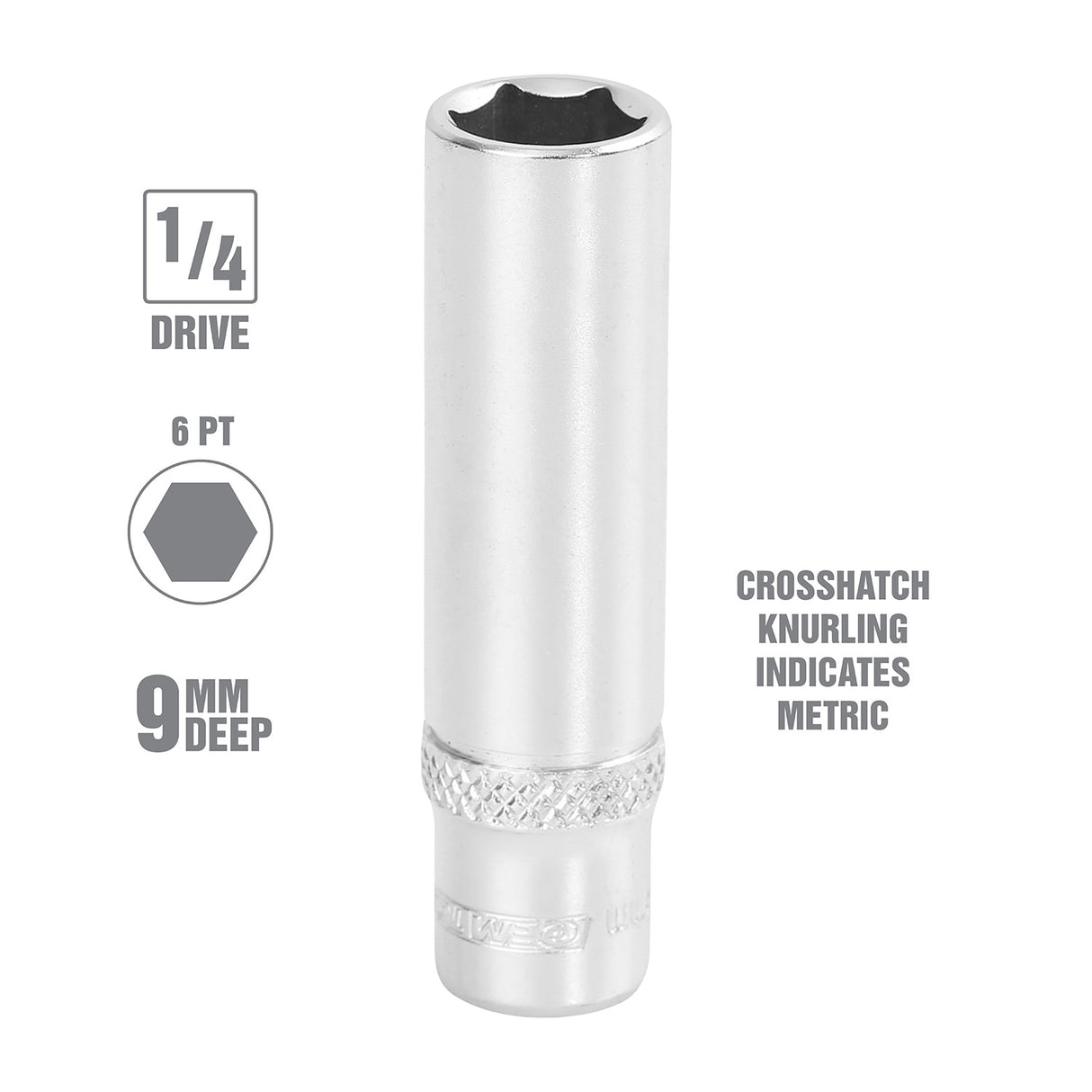 OEMTOOLS 22273 9 mm 1/4 Inch Drive Deep Socket Additional Image 1
