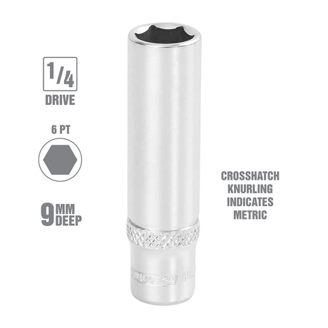 OEMTOOLS 22273 9 mm 1/4 Inch Drive Deep Socket Additional Image 1
