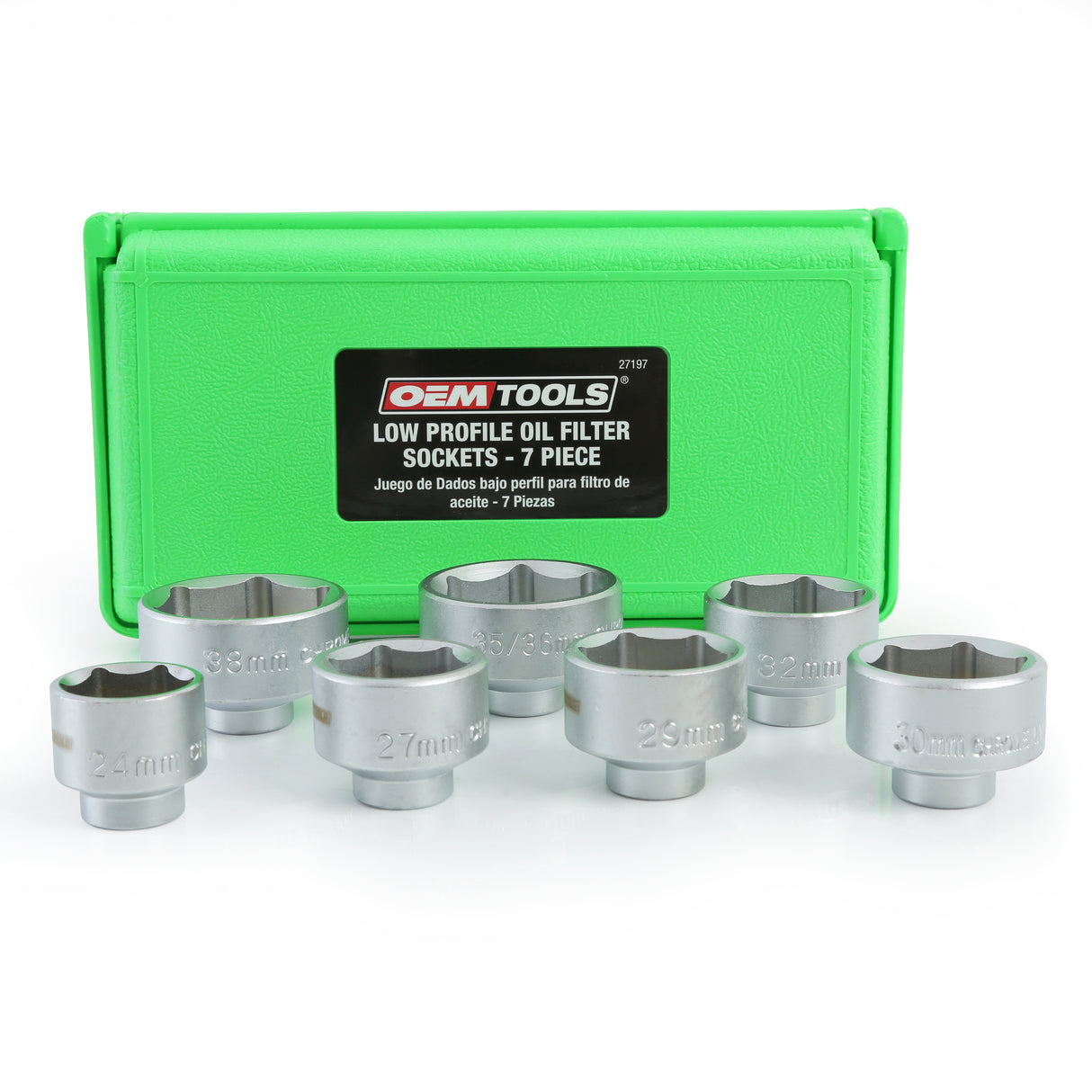 OEMTOOLS 27197 7 Piece 3/8 Inch Drive Oil Filter Cap Removal Socket Set Main Image