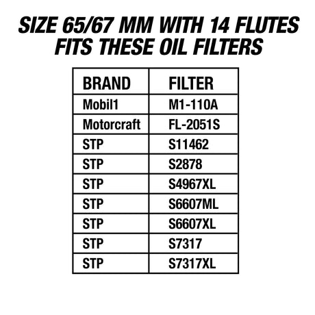 OEMTOOLS 87141 65/67 mm and 14 Flute Oil Filter Wrench Additional Image 7